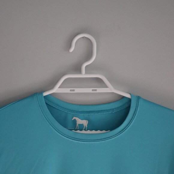 Aerion Base Layer Activewear Large Blue Horse Stretch Long Sleeve Layering Top - Picture 4 of 10